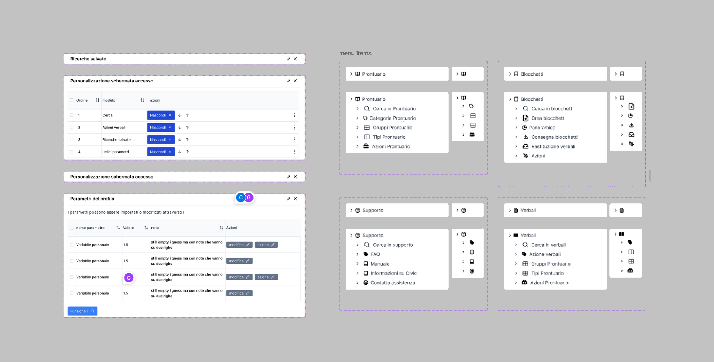 Modular UI components and navigation structure